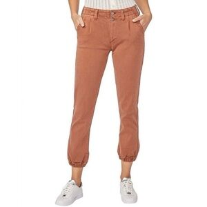 PAIGE Pleated Mayslie Vintage Double Mocha Bisque Brown Denim Jogger Women’s 28